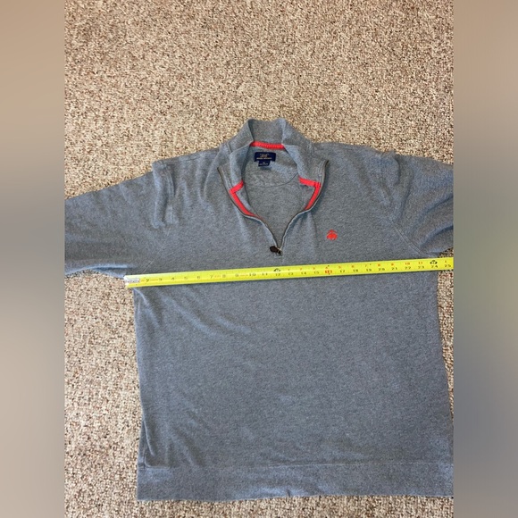 Men’s Brooks Brothers “346” Quarter Zip Pull Over Size XL Dark Gray Shirt - Picture 4 of 9